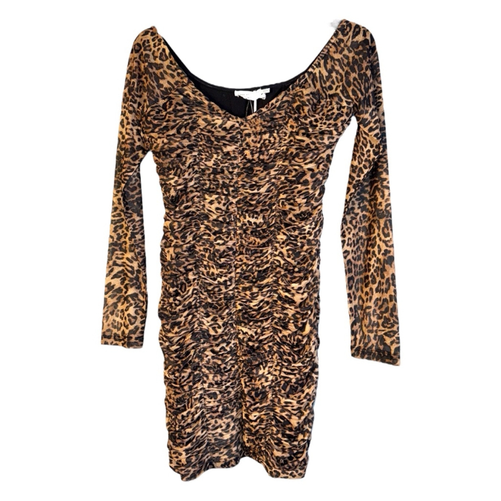 Good American Bodycon Wild‎ Leopard Mesh Dress Large NWOT